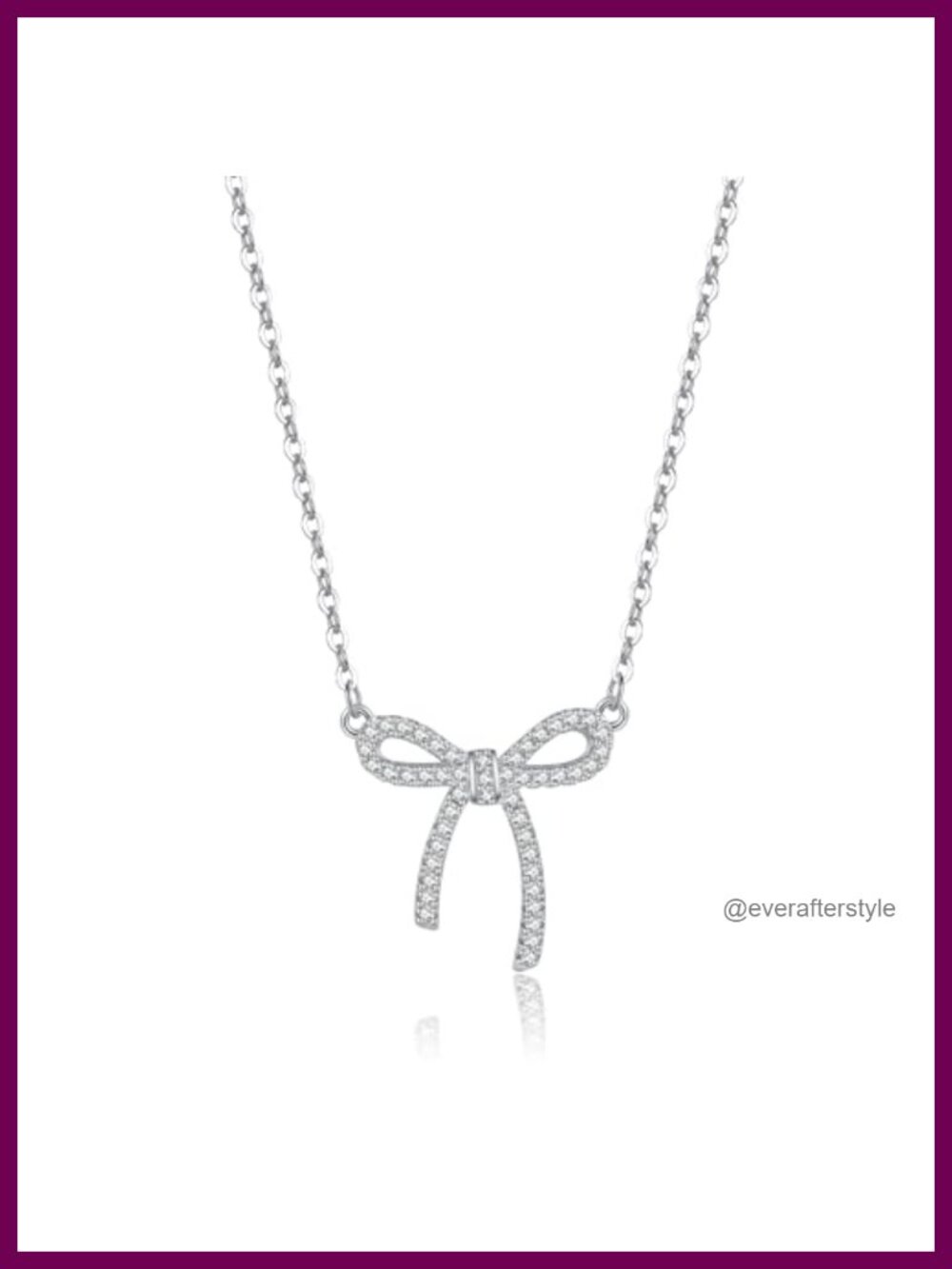 Reffeer 925 Sterling Silver CZ Bow Necklace Choker